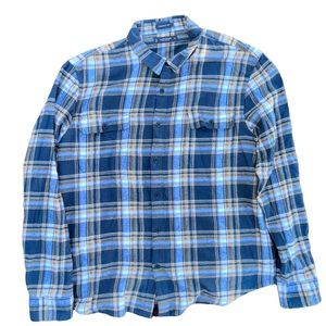 Lucky Brand Men's Blue Yellow Classic Fit Button Pockets Plaid Shirt Sz  XL